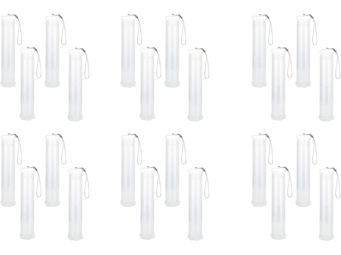 Juego De 24 Estuches De Plástico Expandibles Para Pinceles, Con Tubo Portacepillos Largo Y Transparente.