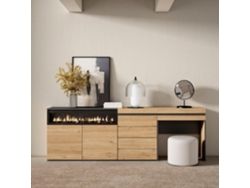Aparador, 227x75x35 cm, Dormitorio, habitación, Chimenea eléctrica, Cómoda, Cajonera, Tocador, Roble SKRAUT HOME
