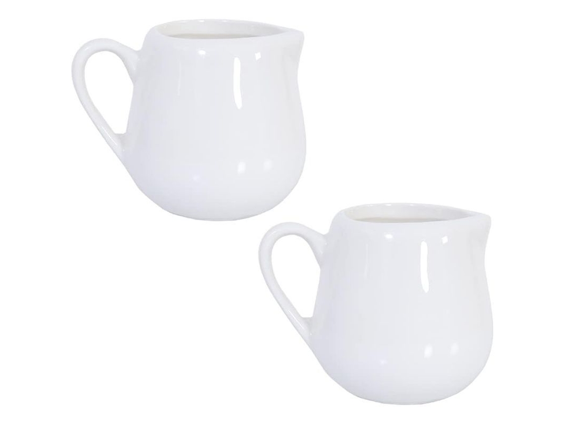 Jarra pequeña de cerámica blanca Rebe-linjou de 2 piezas, 60 ml, para leche, café, crema, salsa y cocina.