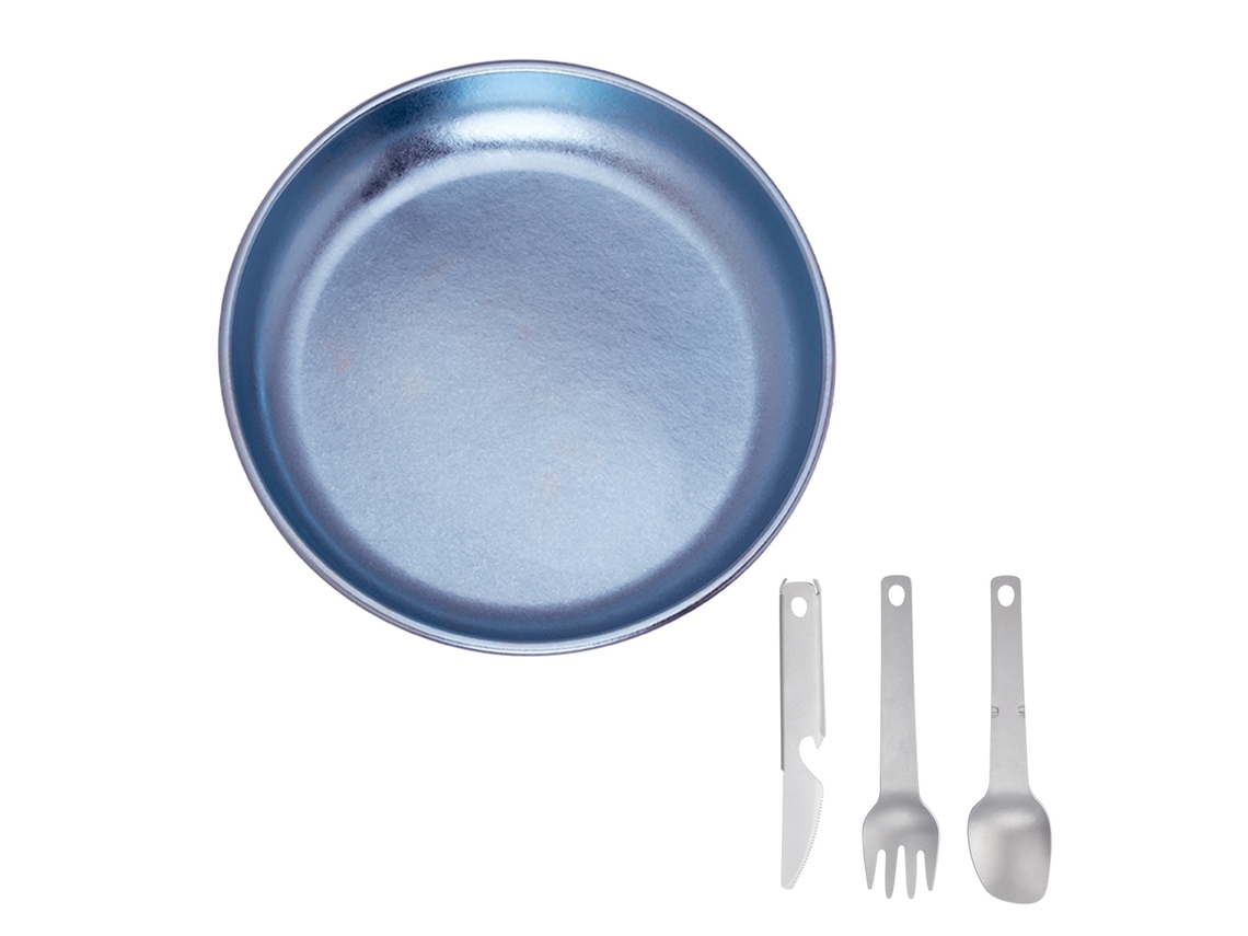 Plato De Camping Con 3 Piezas Set De Vajilla Integrada Placa De Titanio Platos De Barbacoa Platos Metálicos Ultraligeros Para Exterior