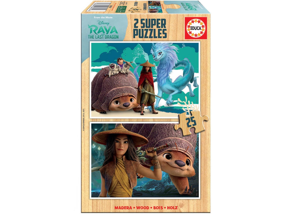 Puzzle EDUCA 2x Super Puzzle 25 Madera Raya e el Ultimo Dragón (Edad Mínima: 3 Años - 50 Piezas)