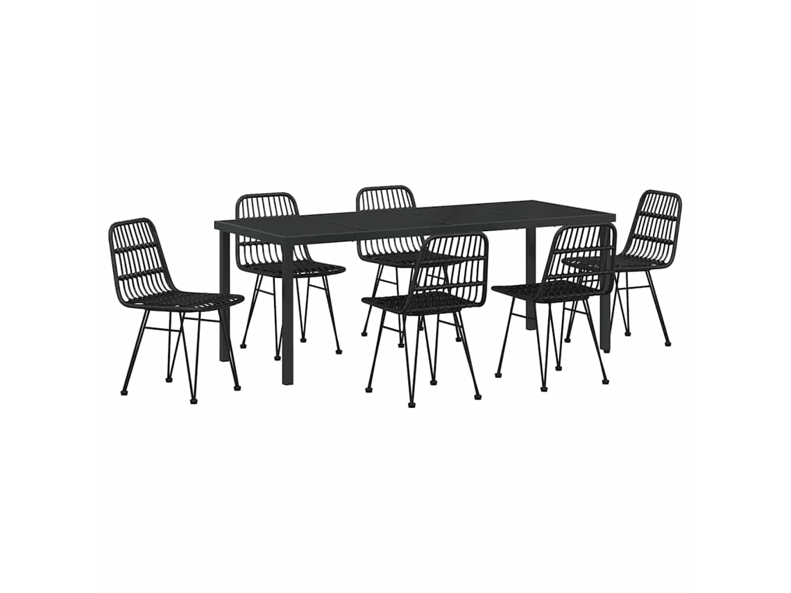 Maison Exclusive - Conjunto De Comedor De Jardín 7 Pcs Negro