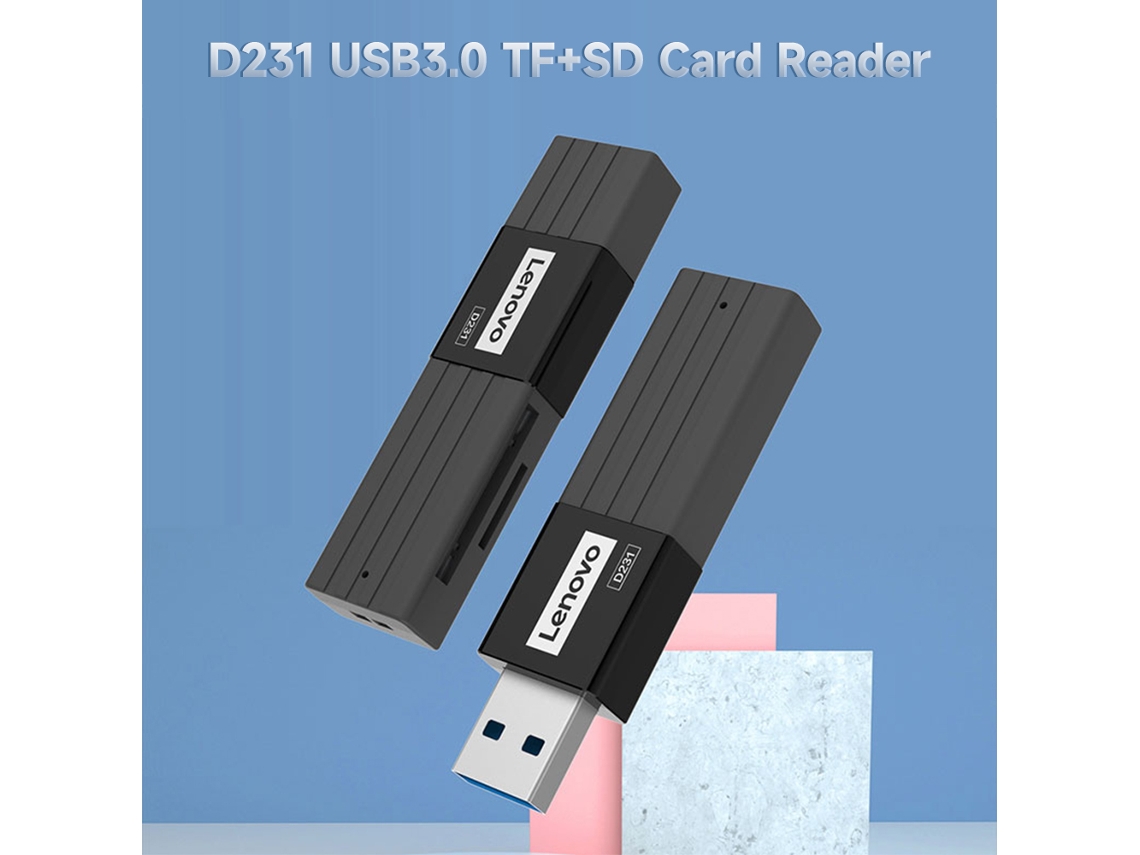 Lenovo D231 Usb3.0 Lector De Tarjetas Sd+tf De Alta Velocidad 2 En 1 Con Carcasa Portátil De Abs