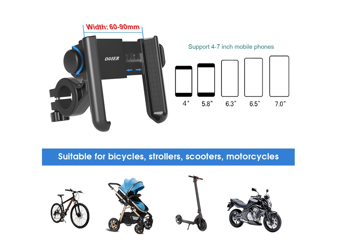 Soporte Para Teléfono Móvil Para Motocicleta Con Rotación De 360 Grados, Ajustable Para Manillares De Motocicletas Y Scooters.
