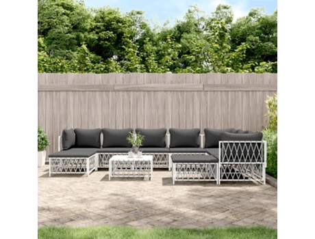 Conjunto 10 de muebles de jardín VIDAXL con cojines acero blanco