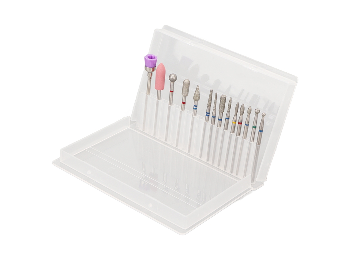 Soporte Para 20 Brocas De Uñas Con 14 Piezas, Organizador De Brocas Para Manicura Y Pedicura Con Estuche Transparente.