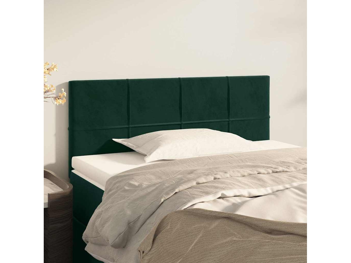 Cabecero de cama | Panel de cama de terciopelo 80x5x78/88 cm Verde oscuro