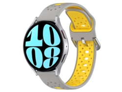 Bracelete Para Samsung Galaxy Watch 6 (44mm) - Silicone Respirável Duas Cores (20mm) - Cinza + Amarelo