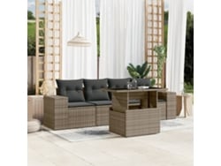 Conjunto de sofás de jardín de 5 piezas DKD Home Decor con cojines de mimbre gris