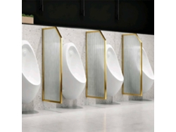 Urinario De Pared Dorado - Juego De 2 Mamparas De Vidrio Templado Para Baño, Hotel Y