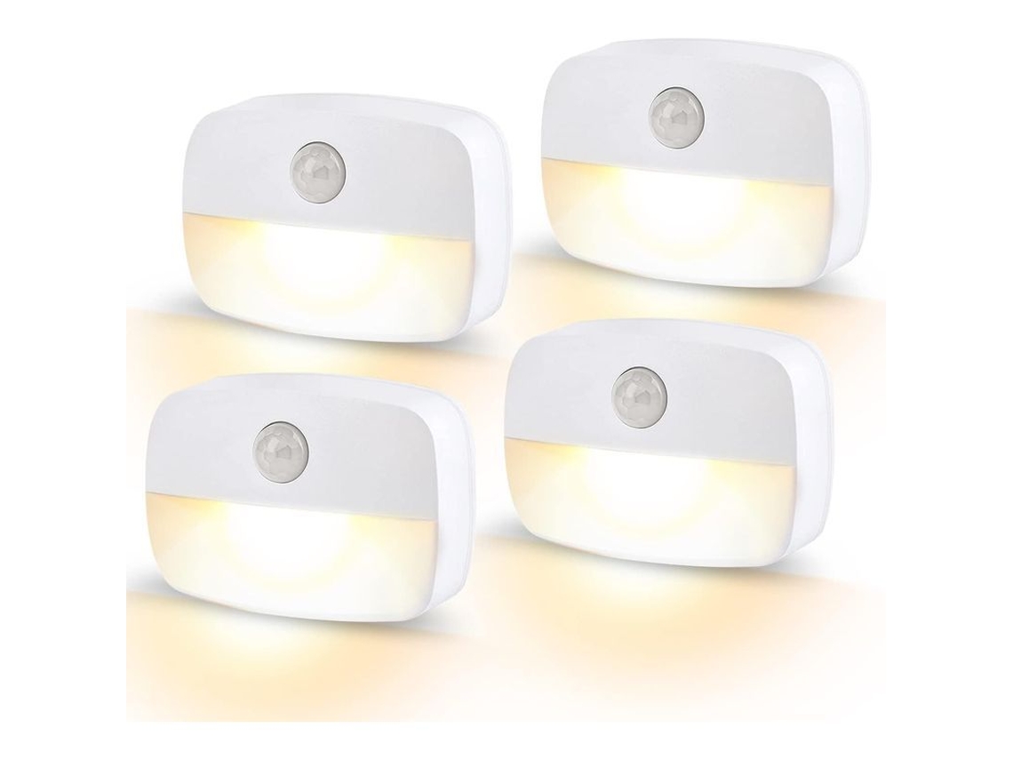 Linjou Luz Nocturna Con Sensor De Movimiento Led, 4 Pack Luz De Pared Batería Interior