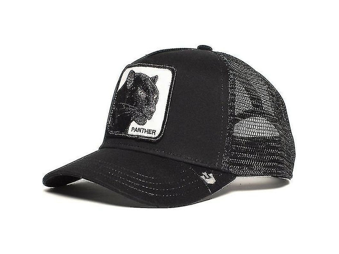 Gorra De Béisbol De Malla Con Estampado De Pantera Negra, Estilo Camionero, 1 Unidad, Negra - Ajustable Y Transpirable