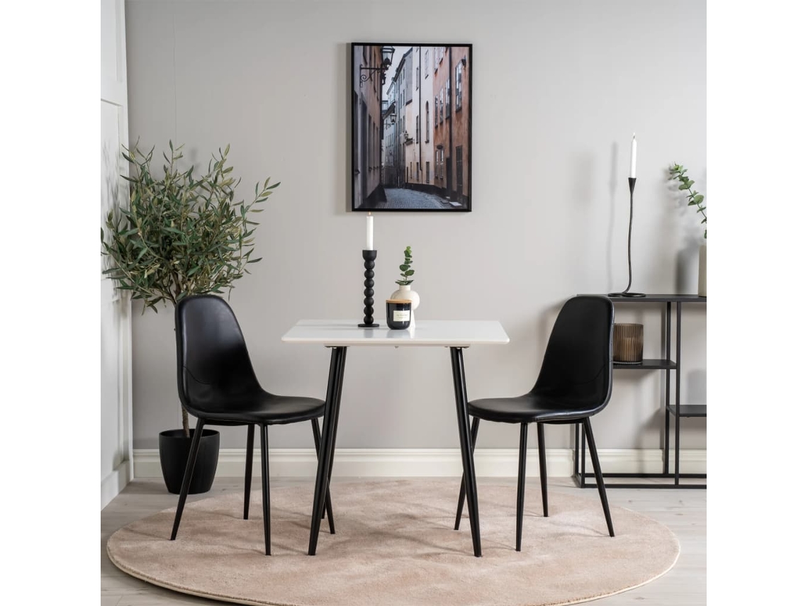 Conjunto de Sillas de Comedor VENTURE HOME (Negro - Cuero artificial - 43.5 x 43 x 85.3 cm)
