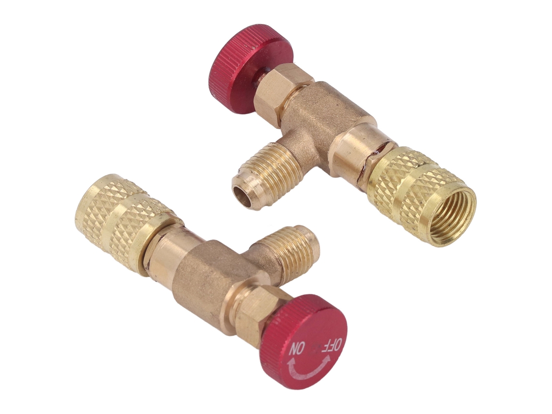 2 válvulas de control de refrigeración R410a, macho de 1/4" y hembra de 5/16".