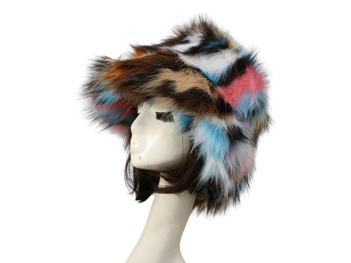 Chapéu Fisherman Feminino Inverno Fluffy Acolchoado Largo Aba Proteção Ouvido Faux Fur Térmico Casual Qfl | S/MARCA