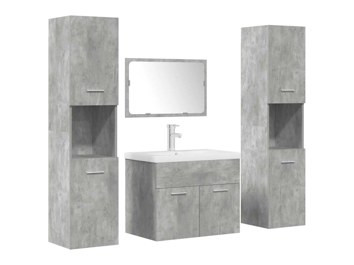 Conjunto 5 muebles de baño VIDAXL madera ingeniería gris hormigón