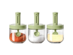 Tarro Para Especias Con Cuchara Retráctil Integrada, Cristal Hermético, 300 Ml (verde)