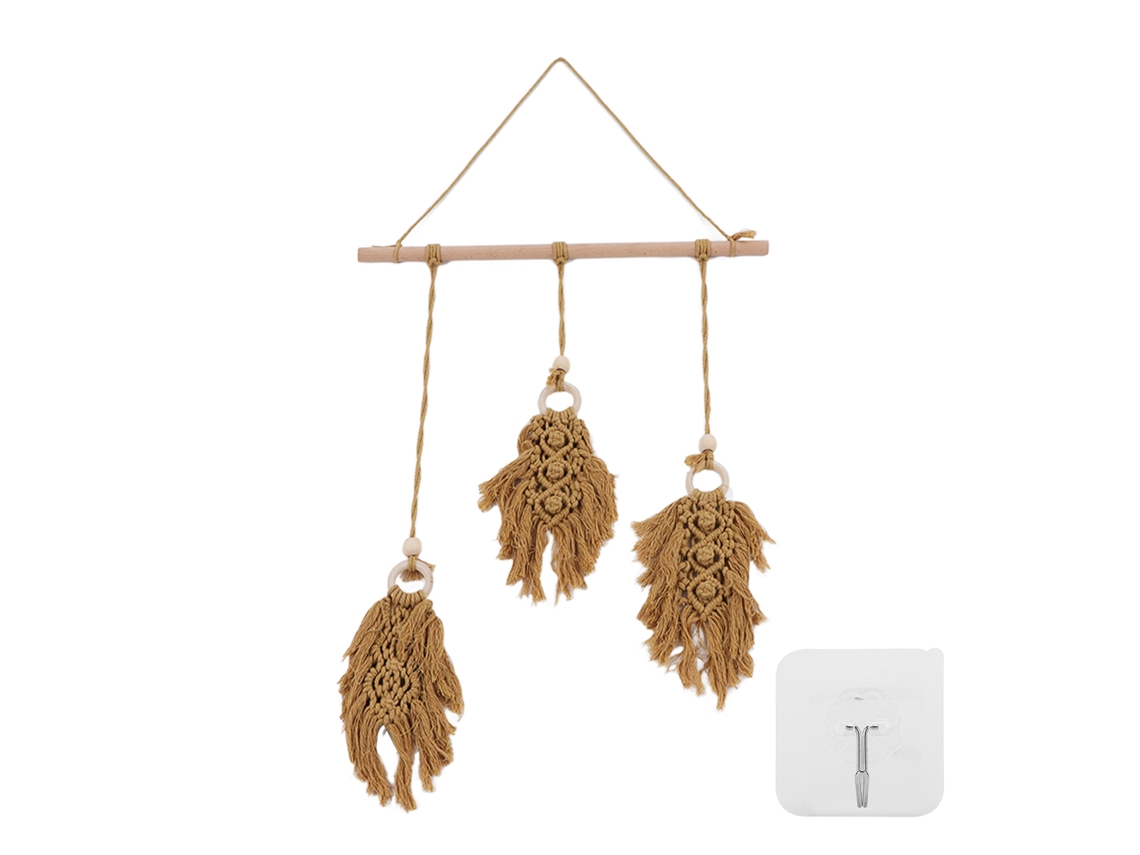 Tapiz de macramé bohemio tejido a mano para sala de estar y dormitorio.