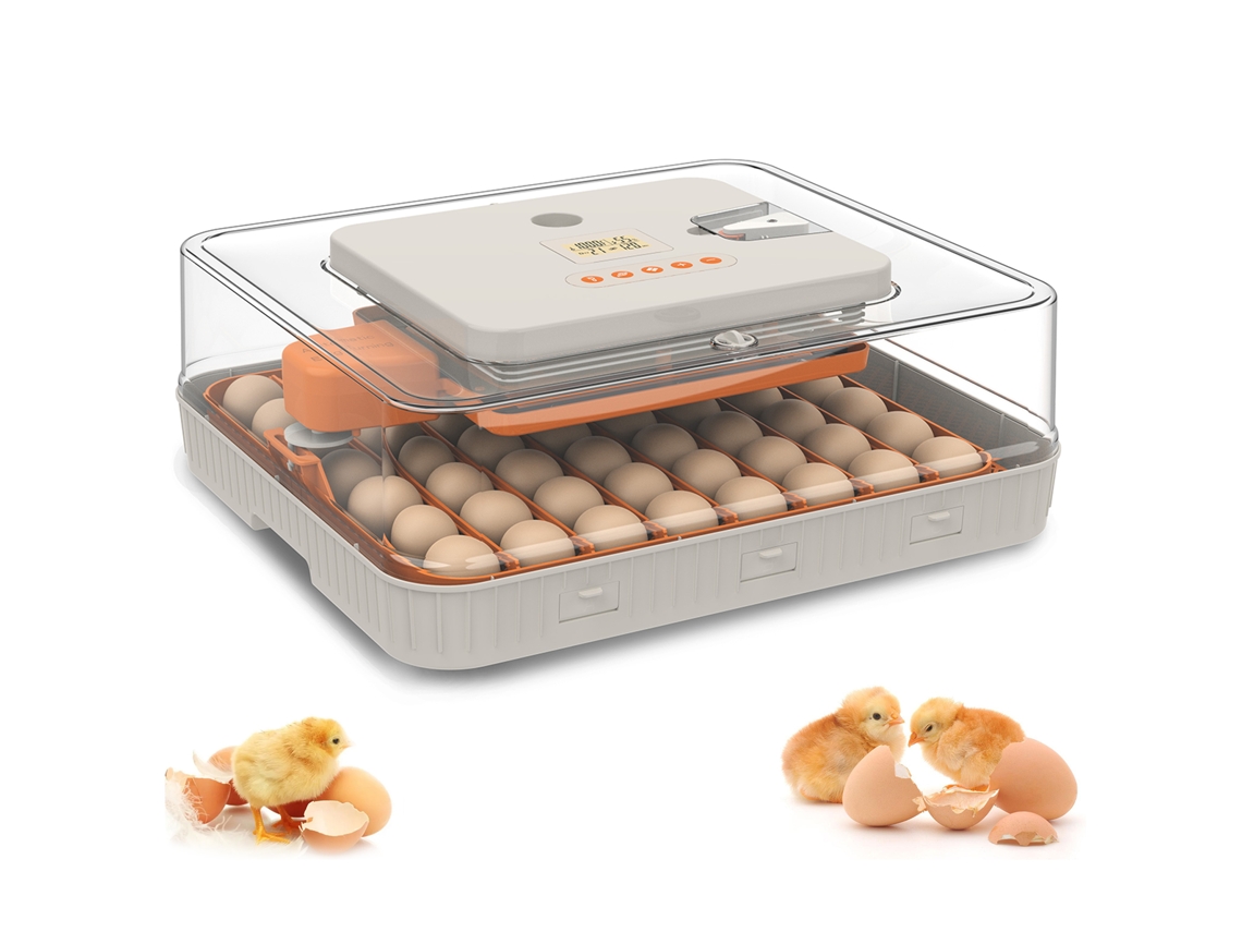 Incubadora de 52 huevos 3 en 1, con pantalla LCD digital de temperatura, humedad y días, control de humedad programable y giro automático.