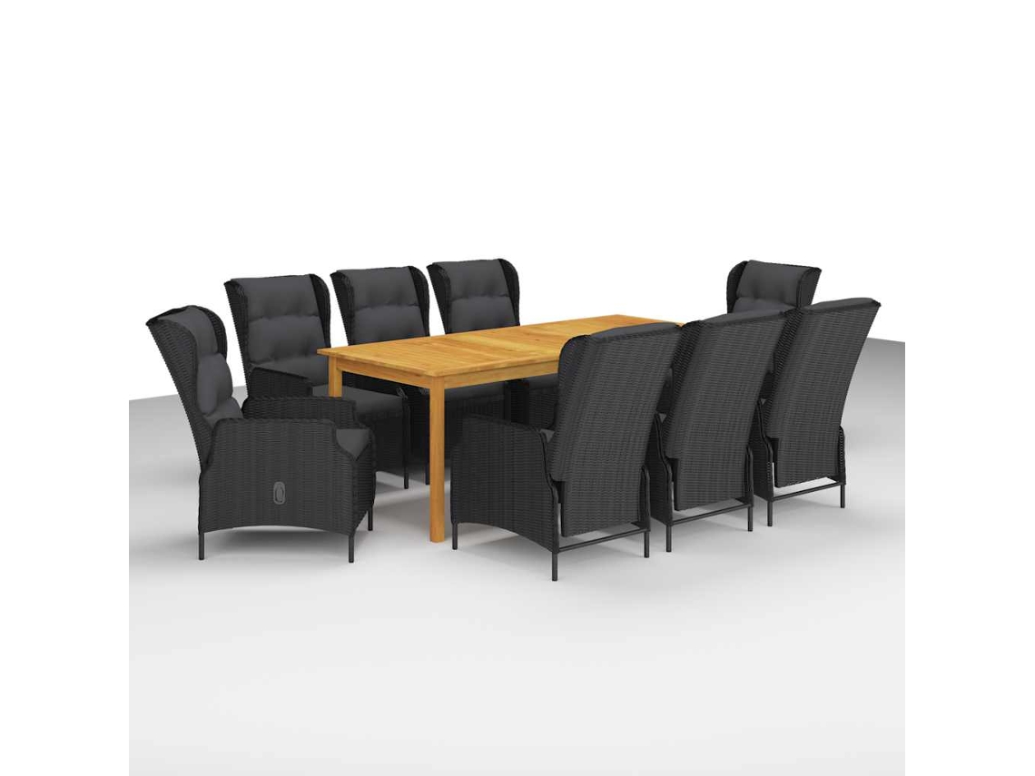 9 Piezas Conjunto De Jantar Para Jardim Cinzento Escuro Dkd Home Decor