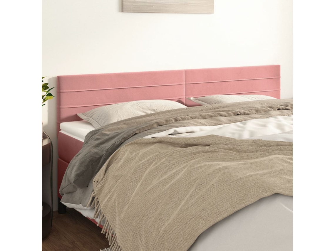 Cabeceros 2 Unidades De Terciopelo Rosa 80x5x78/88 Cm