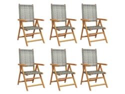 Maison Exclusive - Sillas De Jardín Reclinables 6 Uds Ratán Pe Madera Maciza Gris