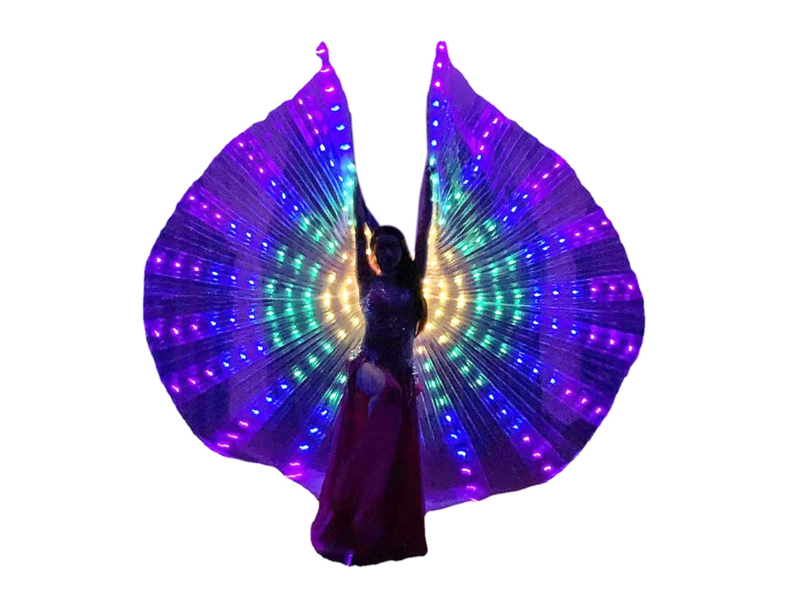 Ala Led Iluminada De 3 Metros Para Danza Del Vientre Para Adultos Con Varillas Telescópicas Rgb Carnival