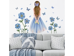 Rebe-calcomanías De Pared Con Niñas Y Mariposas Decoración Para Sala Dormitorio Oficina