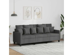 Sofá De 3 Plazas | Sofá De Salón | Sofá De Descanso De Tela Gris Oscuro 180 Cm