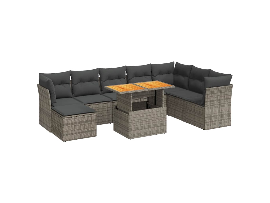 Maison Exclusive - Set De Sofás De Jardín Con Cojines 9 Pzas Ratán Sintético Gris