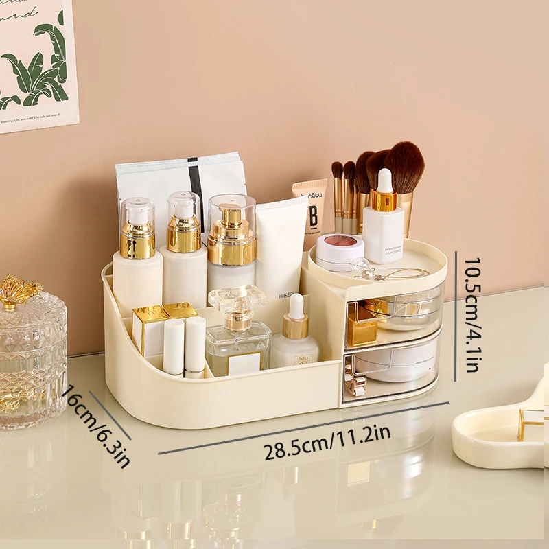 (creamy-m) Caja De Almacenamiento De Cosméticos Con Cajones, Caja De Almacenamiento De Encimera Para Productos De Cuidado De La Piel