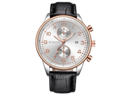 Reloj De Cuarzo Para Hombre Con Correa De Piel Sintética, Esfera Numérica Moderna Y Manecillas Azules Y Grises.