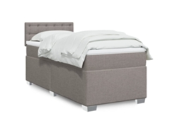 Cama Box Spring Con Colchón Tela Gris Taupe 100x200 Cm