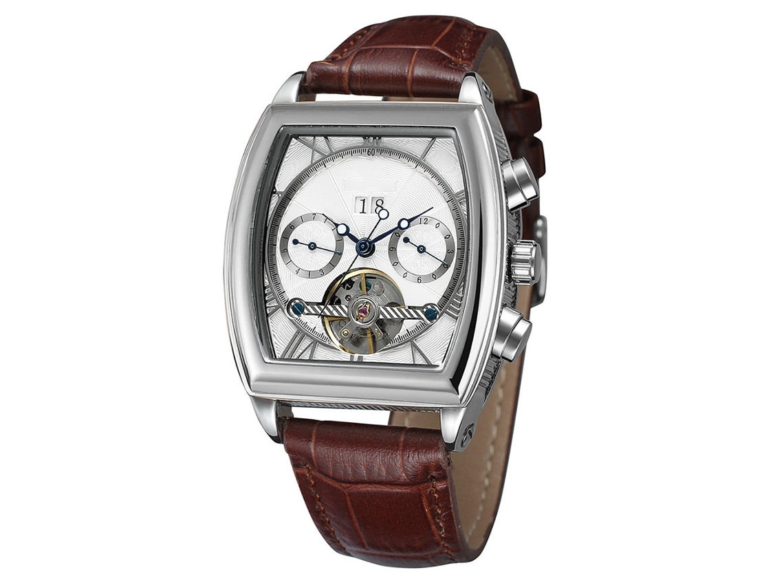 Reloj Mecánico Automático Para Hombre Forsining, Oro Rosa, Piel, Resistente Al Agua.