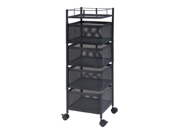 Carrito de cocina Sunndal con 4 cestas acero 80x27x27cm - Negro [EN.CASA]