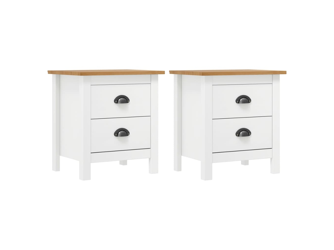 Mesas Cabeceira LOVELY HOME Mesinha Hill 2 Pcs 46X35X49,5Cm Pinho Branco