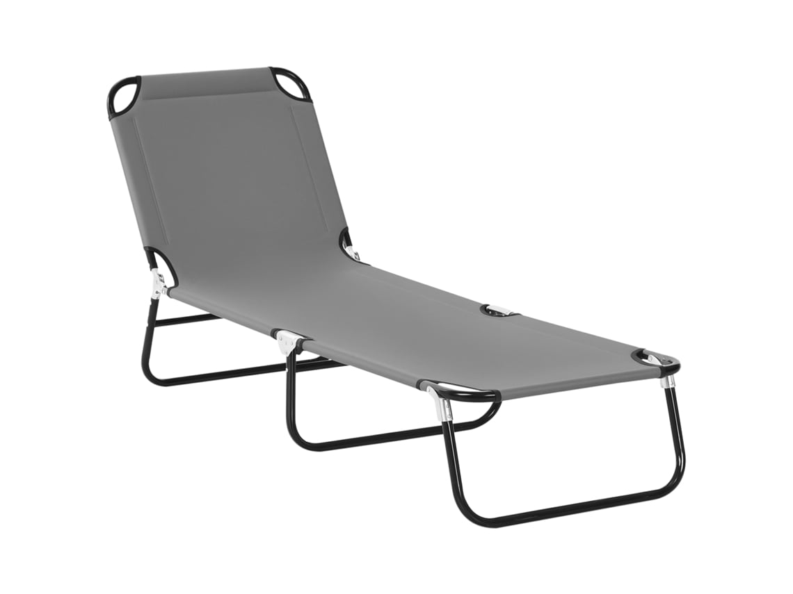 Espreguiçadeira Dobrável 5 Posições Jardim Piscina Camping 188x56x28cm Cinza