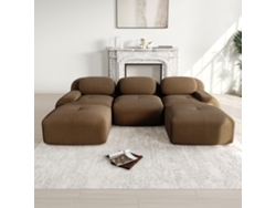 Sofá Modular 3 Plazas - Corduroy Premium, Rústico Y Antideslizante, Brazos Extra Anchos - Marrón