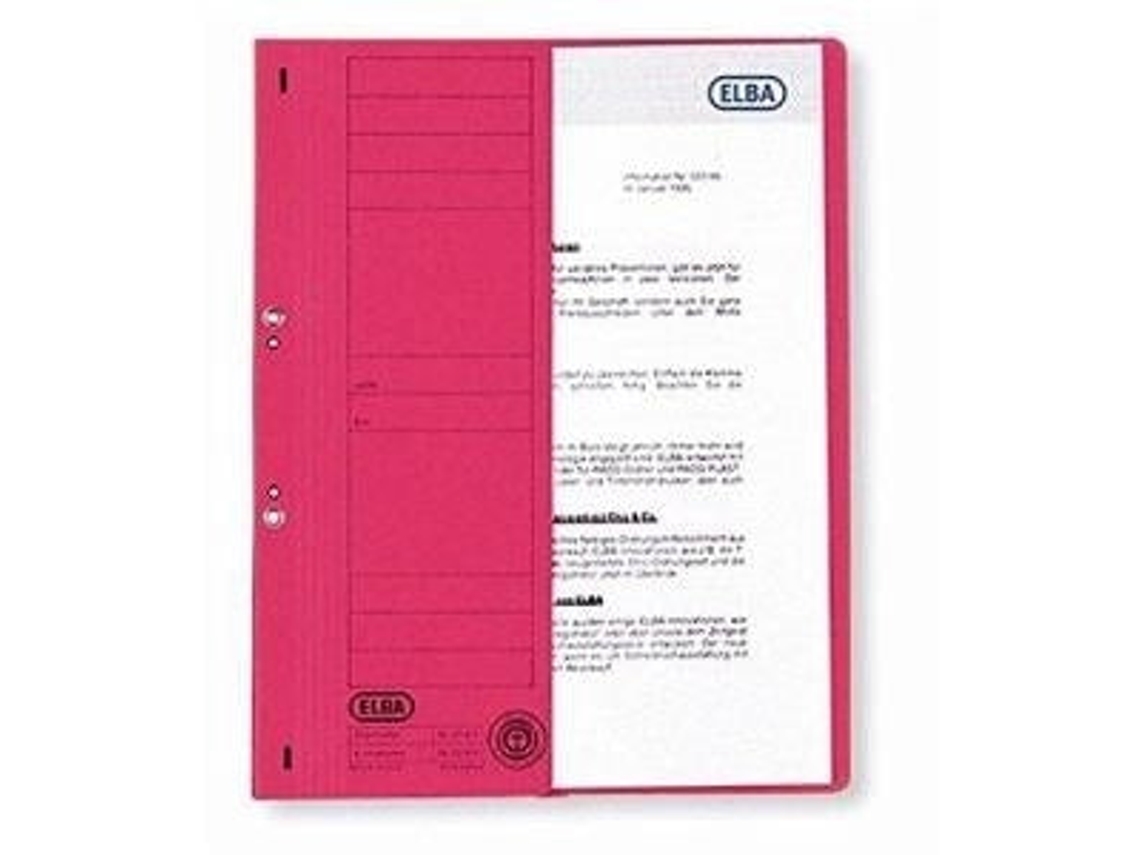 Carpeta de cartón con ojales, color rojo, encuadernación de media cubierta, paquete de 50 unidades, 50 unidades Elba (21451 Ro)