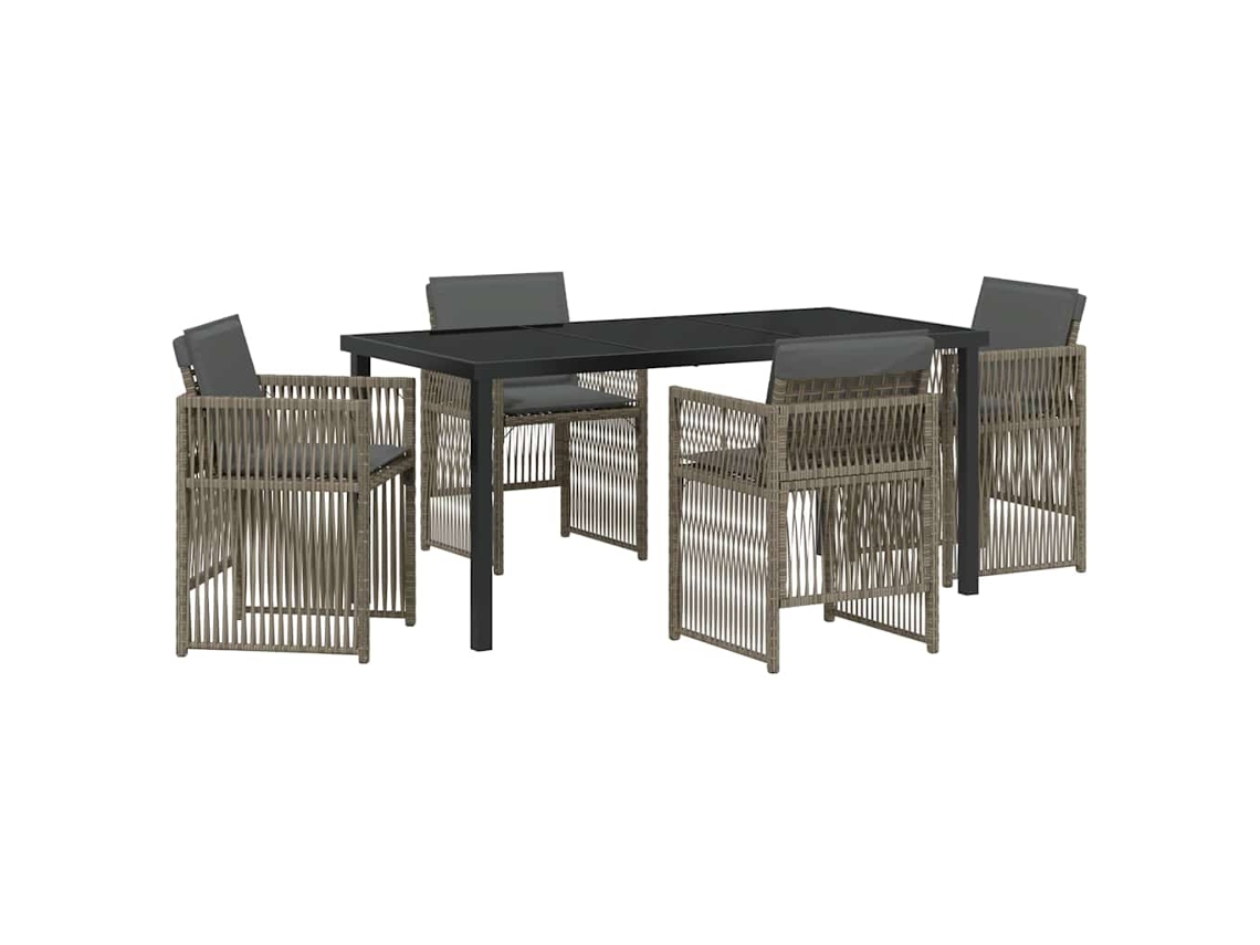 Conjunto de Jantar para Jardim 5 Pcs Cinzento Aço Revestido a Pó MAISON EXCLUSIVE