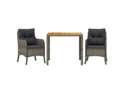 Maison Exclusive - Set Comedor De Jardín 3 Piezas Con Cojines Ratán Sintético Gris