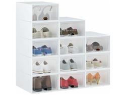 Zapateros apilables, 12 piezas, transparentes, plegables, con tapa, para mujer/hombre (33 x 23 x 14 cm)