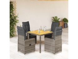 Conjunto de bistró de jardín con cojines de mimbre gris, Dkd Home Decor