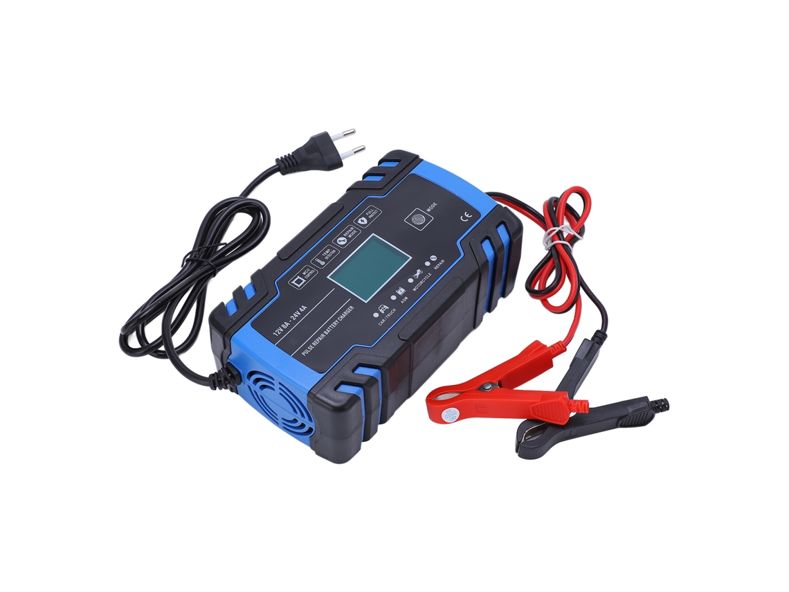 Cargador Automático Inteligente De Baterías Para Coche Con Ventilador De Refrigeración, Para Baterías Agm, Enchufe Europeo, 100-240 V.