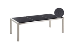 Mesa de comedor para 8 personas BELIANI Grosseto de Granito, Acero inoxidable Negro 100x220x74