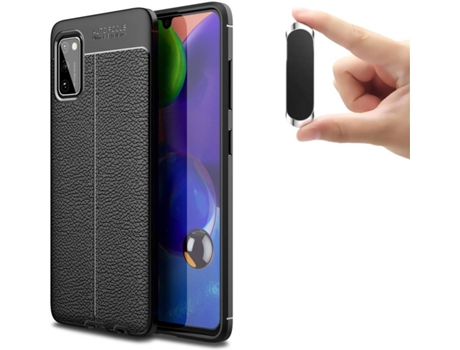 Carcasa y Soporte Samsung A41 Rugged Leather Negro