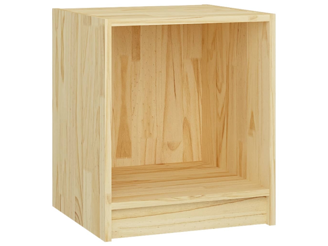 Mesita de noche de madera maciza de pino (35,5 x 33,5 x 41,5 cm)