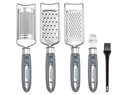 2026-39862-rallador De Cocina Multiusos De Acero Inoxidable Para Verduras Frutas Chocolate Con Cepillo De Limpieza Gris