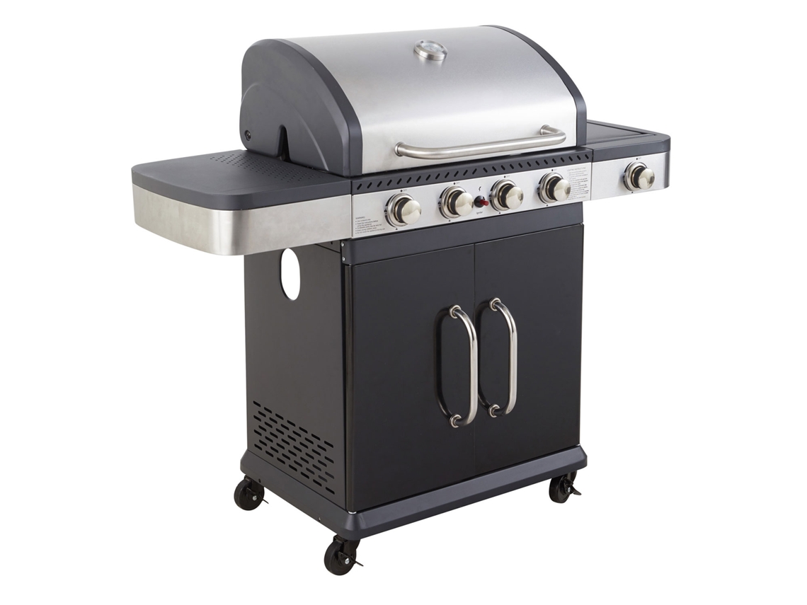 Barbacoa Fidgi COOK'IN GARDEN (Con termómetro - 4 quemadores - 14,5 kW - Acero - Gris - 133 x 57 x 112 cm)