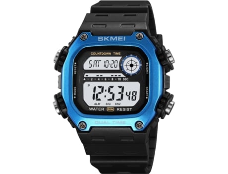 VEANXIN Hombres Digital Cuadrado Cara Impermeable Fecha LED Relojes Despertadores-Oro negro